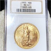 1923 $20 Gold Double Eagle NGC - MS62