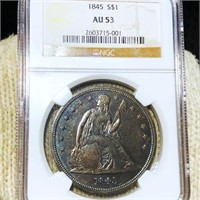 1845 Seated Liberty Dollar NGC - AU53