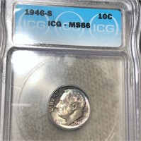 1946-S Roosevelt Silver Dime ICG - MS66