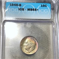 1946-S Roosevelt Silver Dime ICG - MS65+