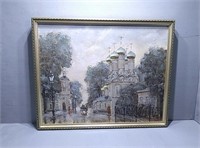 Painted picture in frame