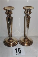 Pair of Silver Candle Sticks (14")