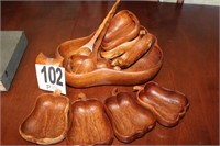 Wooden Serving Bowl Set with Large Bowl