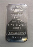 1oz .999 Fine Silver Bar - Engelhard FE 92111
