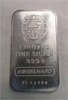 1oz .999 Fine Silver Bar - Engelhard PV 73308