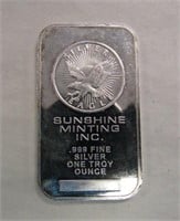 1oz .999 Fine Silver Bar - Sunshine Minting