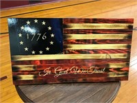 1776 IN GOD WE TRUST WOODEN FLAG