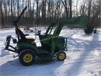 2018 JOHN DEERE 1025R WITH LOADER, 60" MOWER DECK