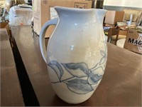 Pottery pitcher, signed, 9” tall