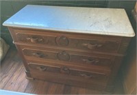 Marble top 3-drawer chest 18x42x32, dovetail