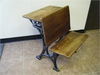 Antique heavy duty wrought iron student desk