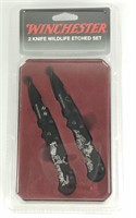 Winchester Etched Wildlife 2 Knife Set In Gift Tin
