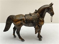 Cast Metal Horse With Removable Saddle