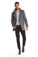 Mens Grey Button Front Jacket