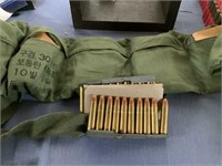 AMMO BELT  30 CARBINE ON METAL CLIPS  120 ROUNDS