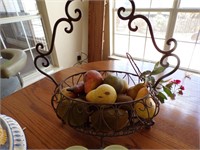 Metal basket with faux fruit