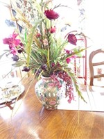 Glazed Oriental vase with faux flowers
