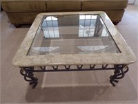 Very nice-Iron, beveled glass coffee table