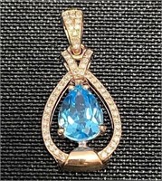 14 kt Diamond & Topaz Pendant