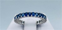 14k White Gold 3.50cts Natural Blue Sapphire Band