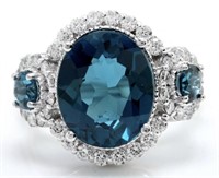 5.00 Ct London Blue Topaz Diamond Ring