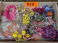 FLAT OF COSTUME JEWELRY- NECKLACES- MISC.
