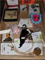 FLAT OF COSTUME JEWELRY- NEW PCS. IN BOXES