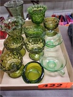 FLAT GREEN GLASS- COMPOTES- SHERBERTS