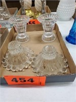 FLAT OF GLASS CANDLE HOLDERS