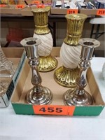 FLAT OF METAL & OTHER CANDLE HOLDERS