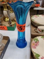 BLUE FLARED TOP VASE- 11.5 TALL 4" WIDE AT TOP