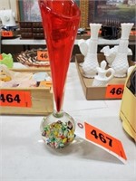 ROUND PAPERWEIGHT BASE ORANGE VASE