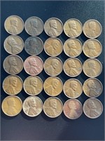 (25) Wheat Pennies, Mixed Years