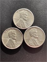 (3) 1943-S Steel Pennies