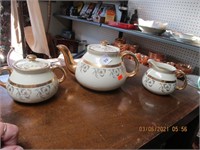 Vtg. Hall 3 pc. Tea Set-Teapot, Cream & Sugar