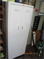 2 Door Vtg. Metal Cabinet & Contents-64T x 24W x