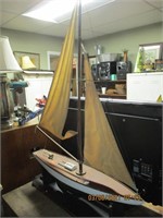 Lg. Working Sailing Boat Model on Stand-36 in.