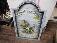 Wooden Our House Rules Sign