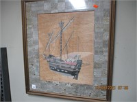 2 Ship Pics Painted on Wood & Framed