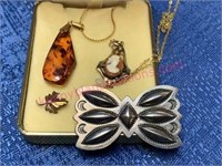 Genuine amber guild necklace & other jewelry pcs