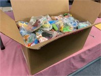 Box of McDonald’s toys & plastic happy meal boxes