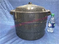 Black enamel ware canning pot w/ lid & extra lid