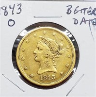 1843-O   $10 Liberty Head Gold Coin   Better Date