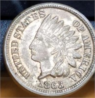 1864 CN Indian Head Cent in XF/AU Mint Luster