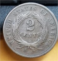 1864 2 Cent  Piece w/Large Motto