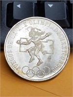 1868 Mexican Silver Olympic  25 Pesos  BU