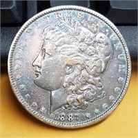 1887 Morgan SIlver Dollar  (Blue Toning)