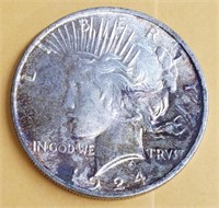 1924 Peace Silver Dollar  w/Toning