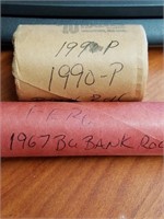 Roll 1967 BU Cents & 1990-P BU Half Dollars
