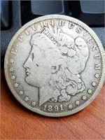 1891-CC  Morgan Silver Dollar